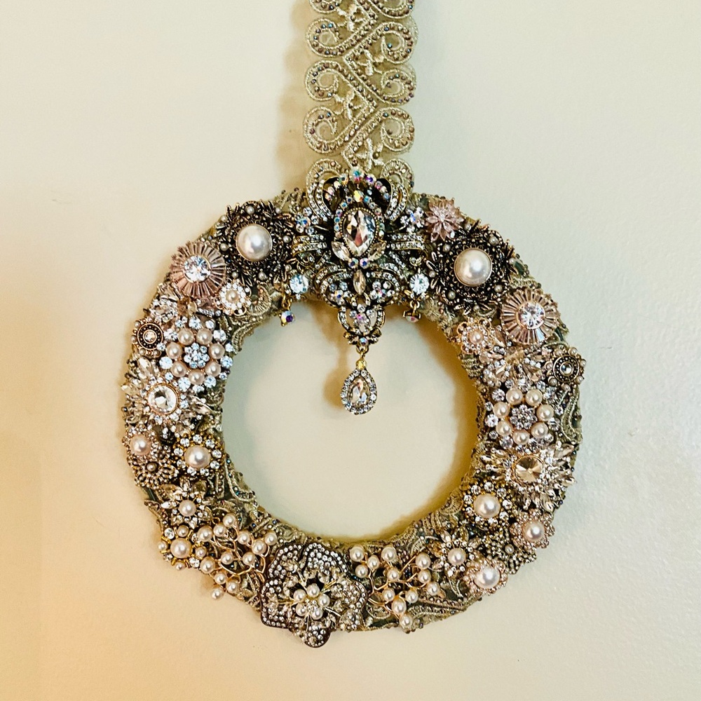 Gold wrapped with pearls and rhinestones